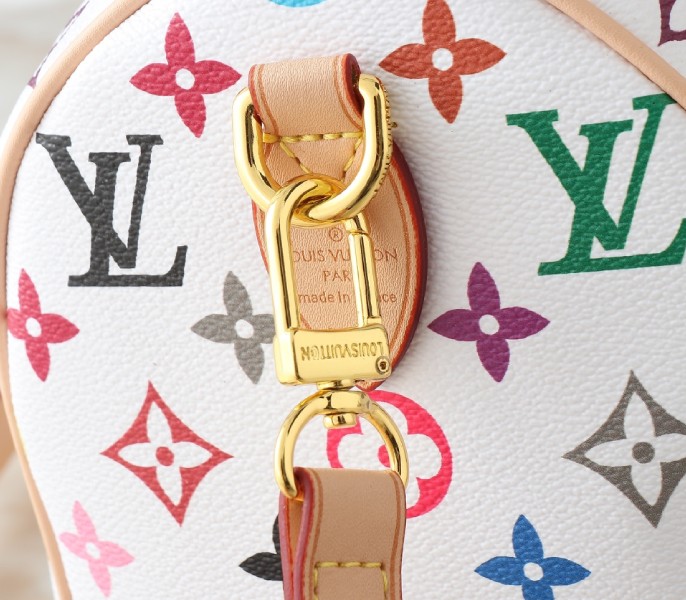 LV X TM Multicolored Speedy Bandouliere 25 In White