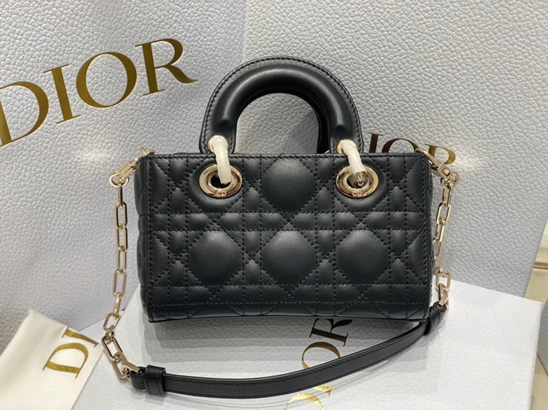 D10r Lady D-Joy Micro Bag Replica in Black Cannage Lambskin