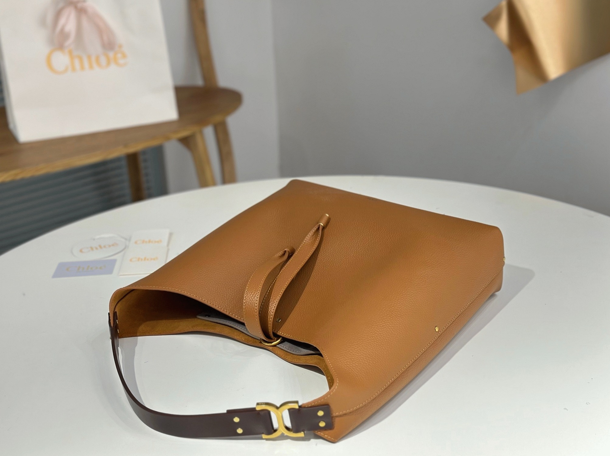 top quality fake Ch10e marcie hobo bag in brown grained leather