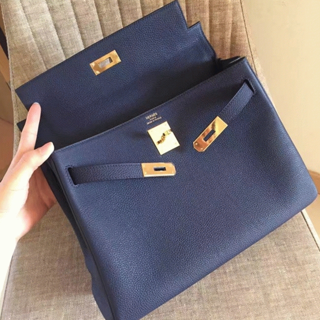 Sapphire Clemence Replica H**me5 Kelly Retourne 32cm Deluxe Handbag