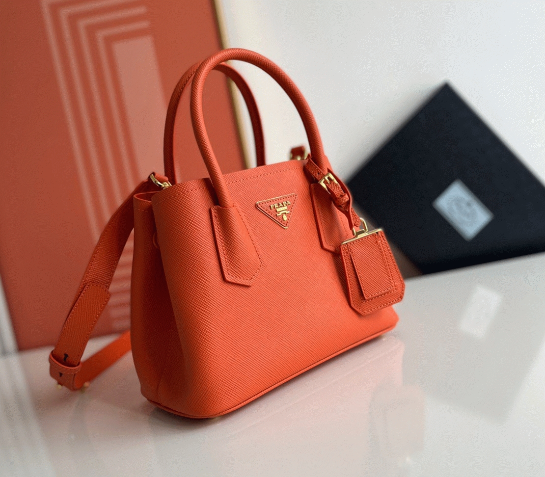 Orange Pra*a Double Mini Bag Knockoff