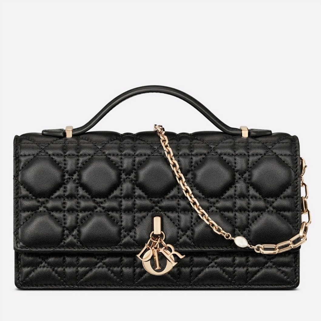 D10r Miss D10r Mini Bag Replica in Black Cannage Lambskin