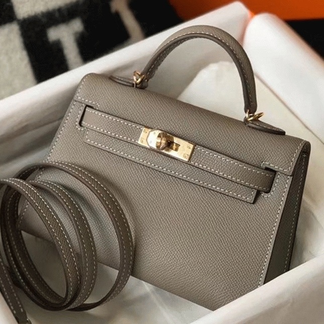 H**me5 Kelly Mini II Bag Fake in Gris Asphalt