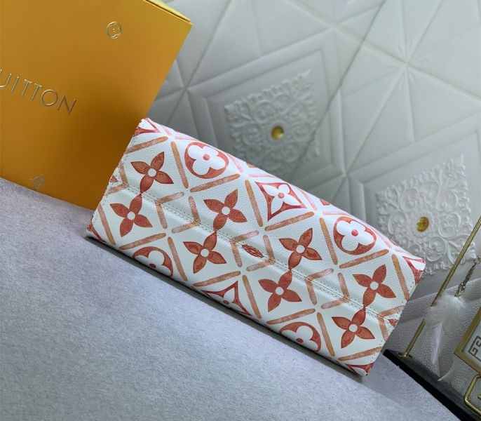 L0vis Vvtt0n LV By The Pool Monogram Tiles Canvas Onthego MM Tote In Coral