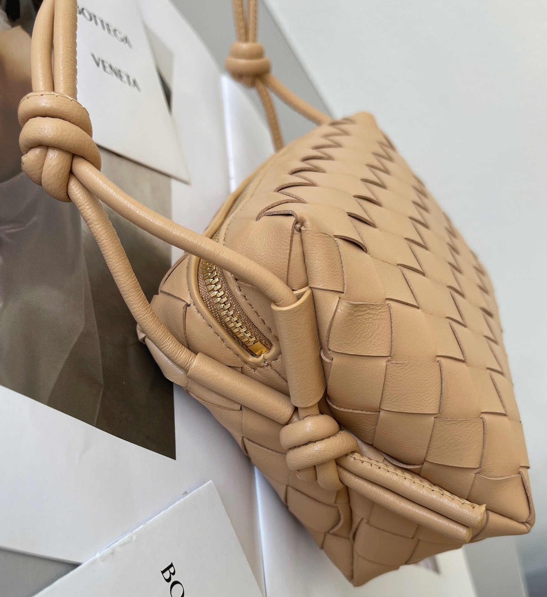 Fake B0tt*ga Ven*ta Loop Mini Bag Almond