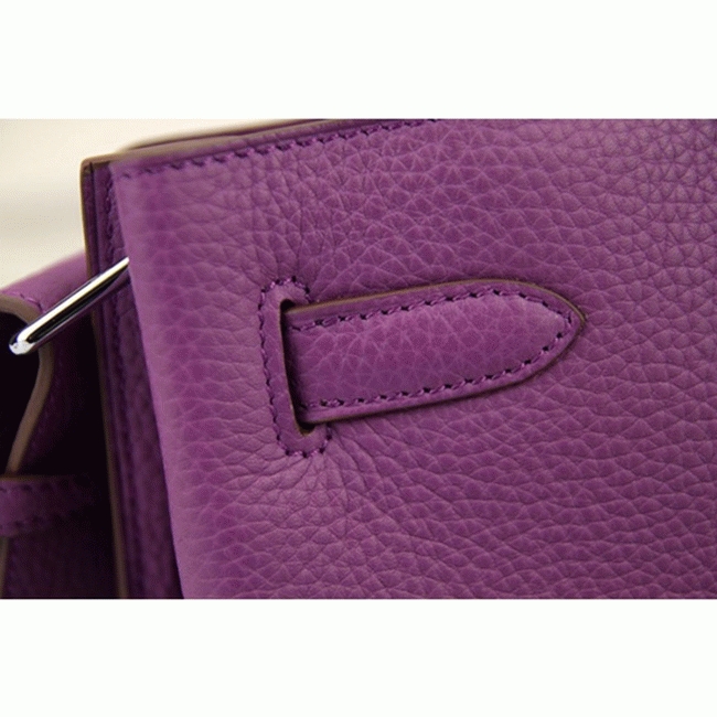 Purple Leather Knockoff H**me5 So Kelly 22cm Stylish Purse