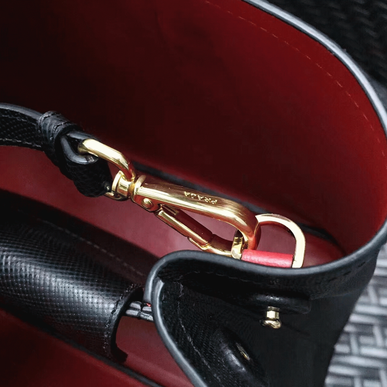 Black Pra*a Double Medium Tote Bag Imitation