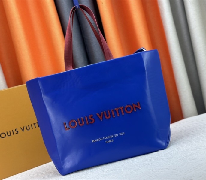 L0vis Vvtt0n Other Leathers Shopper Cabas MM Tote In Blue