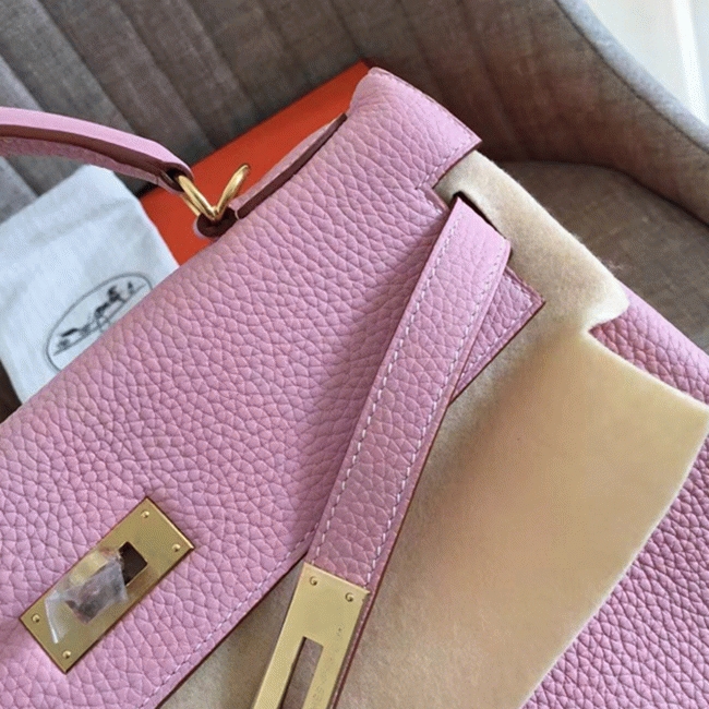 Pink Clemence Replica H**me5 Kelly Retourne 28cm Feminine Handbag