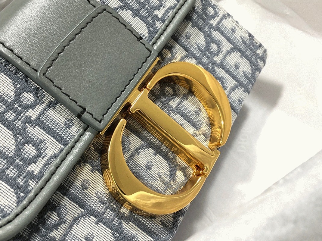 D10r 30 Montaigne Box Bag Fake in Gray D10r Oblique Jacquard