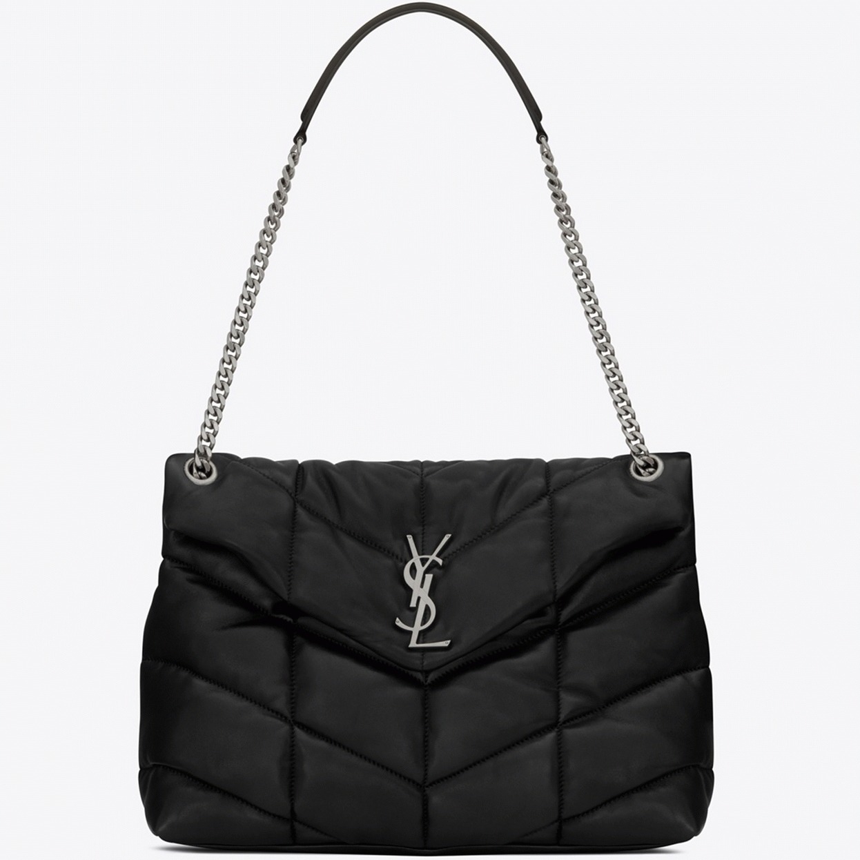 Sa1nt Lau*nt Puffer Medium Chain Bag Noir Lambskin