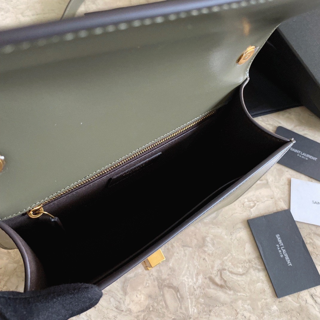 Fake Sa1nt Lau*nt Le Carre Satchel Bag Olive