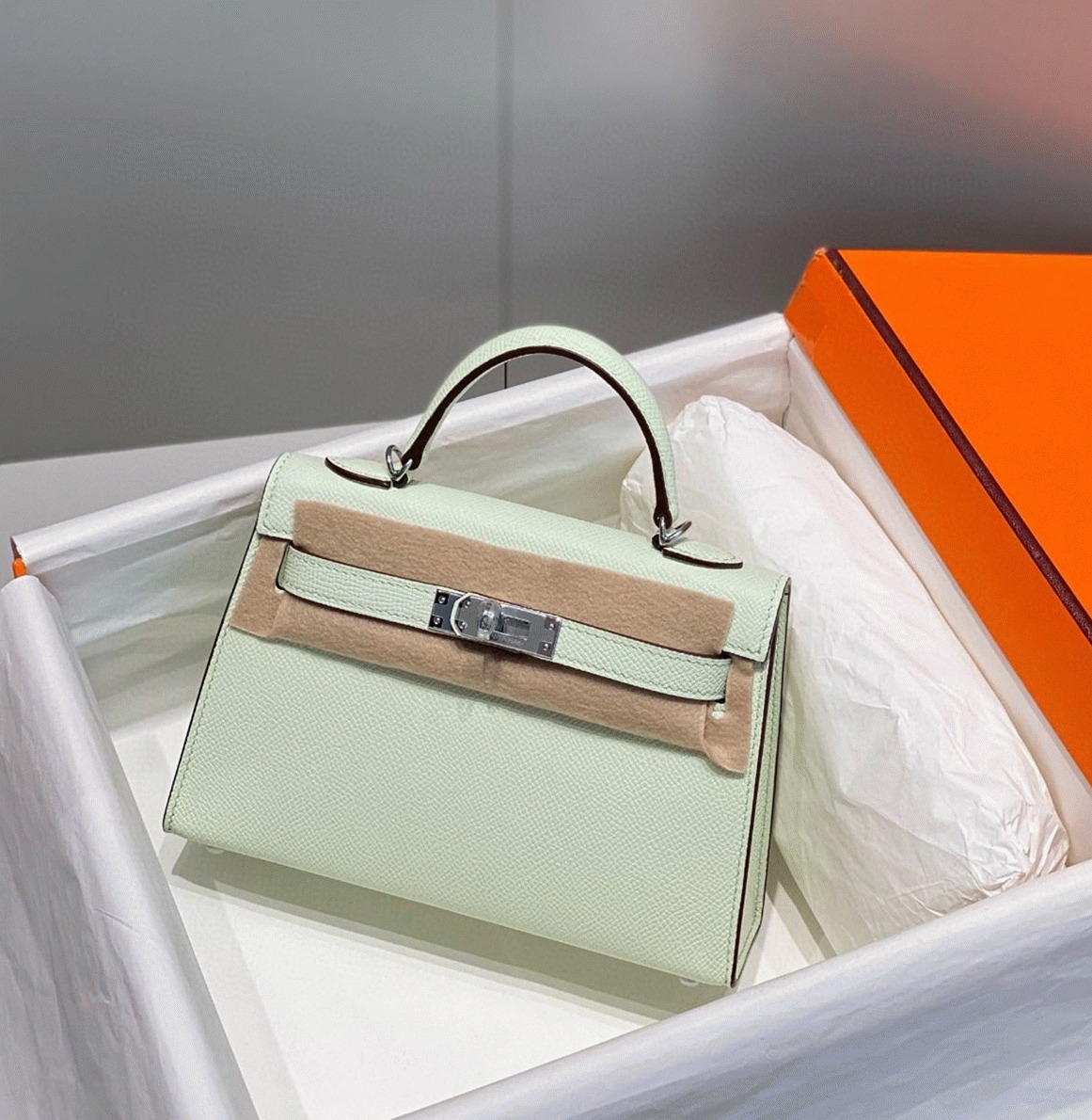 H**me5 Kelly Mini II Bag Replica in Vert Fizz