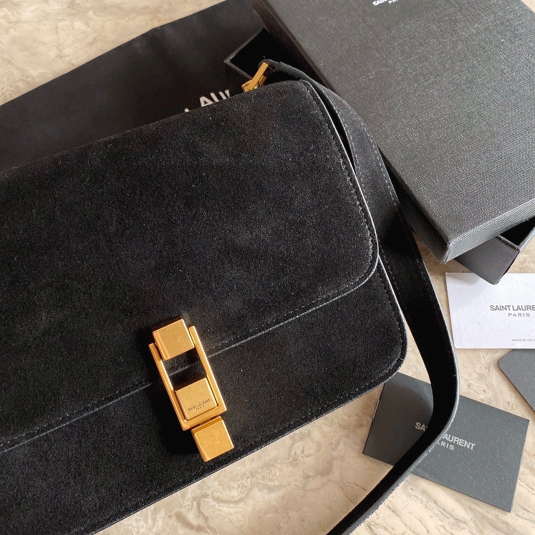 Fake Sa1nt Lau*nt Le Carre Satchel Bag Black