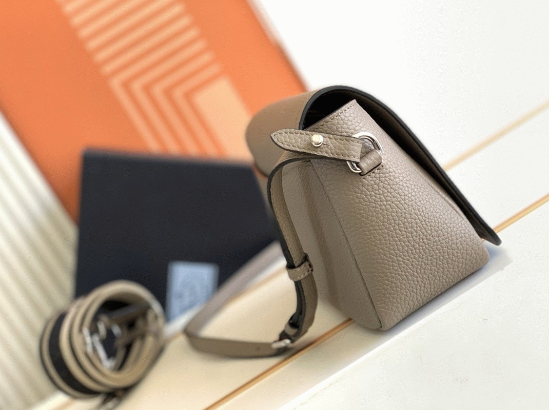 Pra*a Flap Shoulder Bag Imitation in Grey