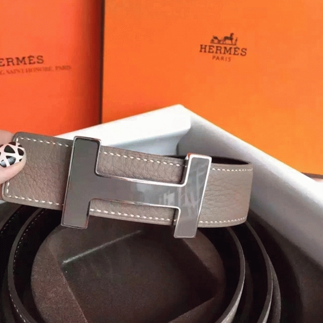 Fake H**me5 Kits belt in grey epsom with Constance buckle