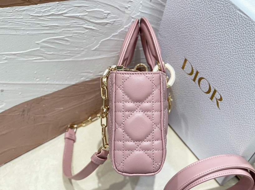 D10r Lady D-Joy Small Bag Fake in Peony Pink