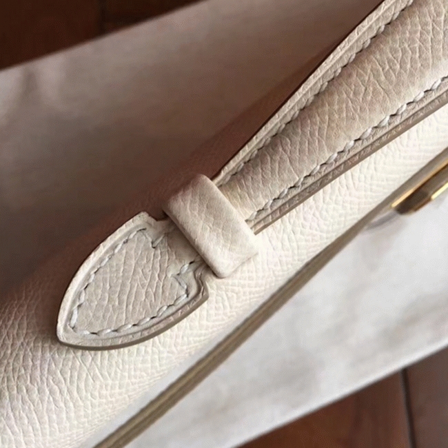 White Epsom Replica H**me5 Kelly Cut Clutch Clean Look Bag