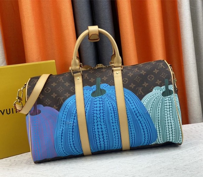 l0vis vvtt0n x yk monogram canvas keepall 45 lU*gage in pumpkin