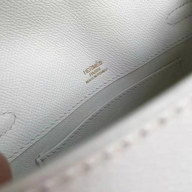 White Epsom Fake H**me5 Kelly Pochette Clean Look Mini Bag