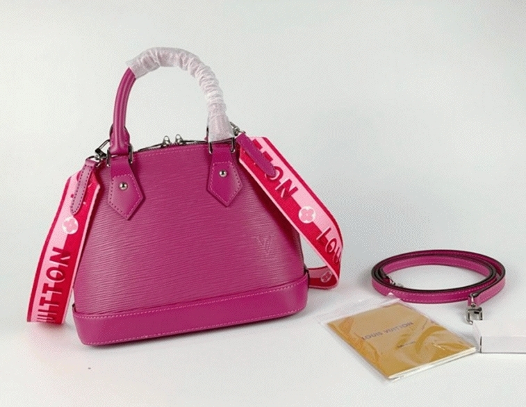 L0vis Vvtt0n Epi Leather Alma BB Handbag In Pondichery Pink With Jacquard Strap