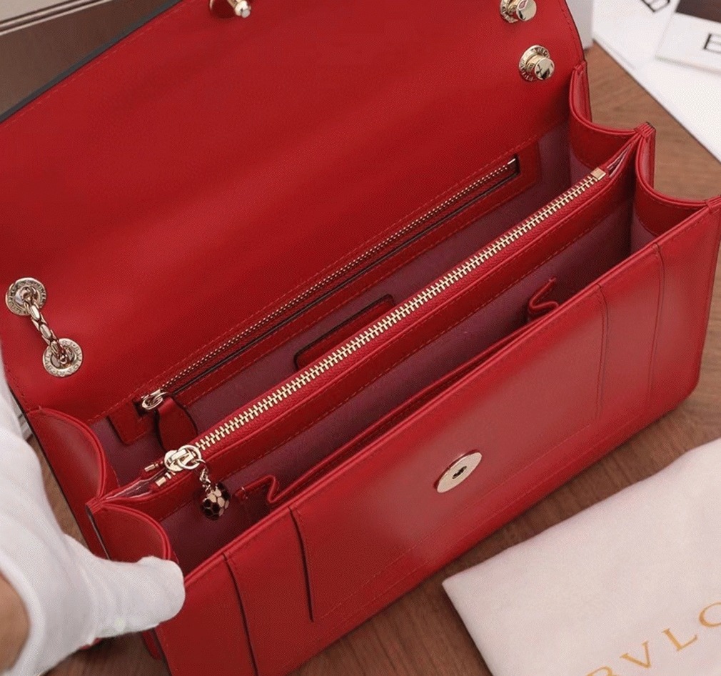 Replica Bv1g*ai Serpenti Forever Large Shoulder Bag Red Calfskin