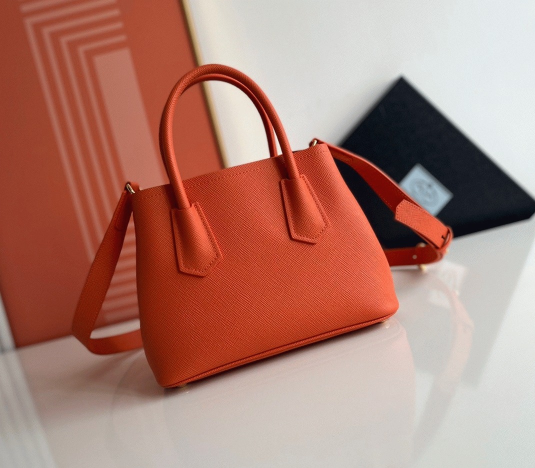 Orange Pra*a Double Mini Bag Knockoff