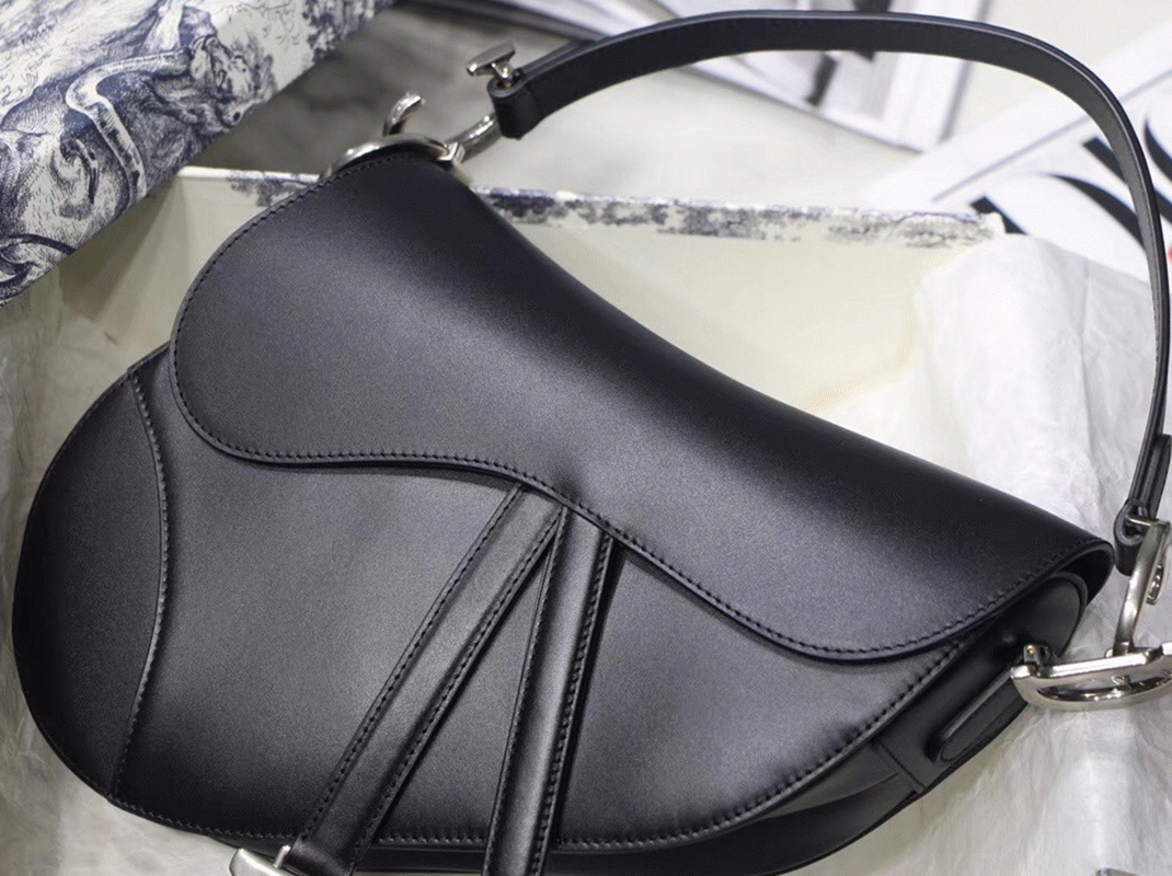 D10r Saddle Bag Replica in Black Soft Calfskin