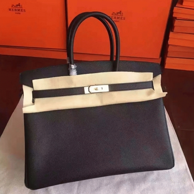 Black Replica H**me5 Birkin 35cm Signature Handbag