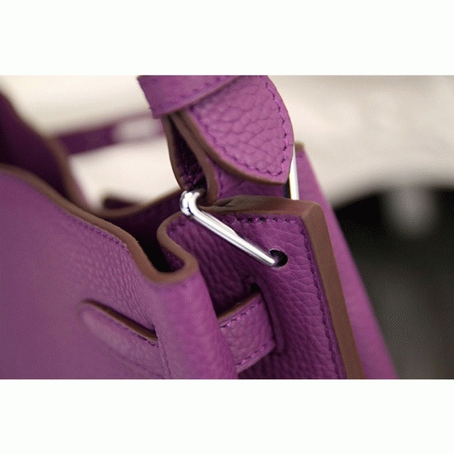 Purple Leather Knockoff H**me5 So Kelly 22cm Stylish Purse