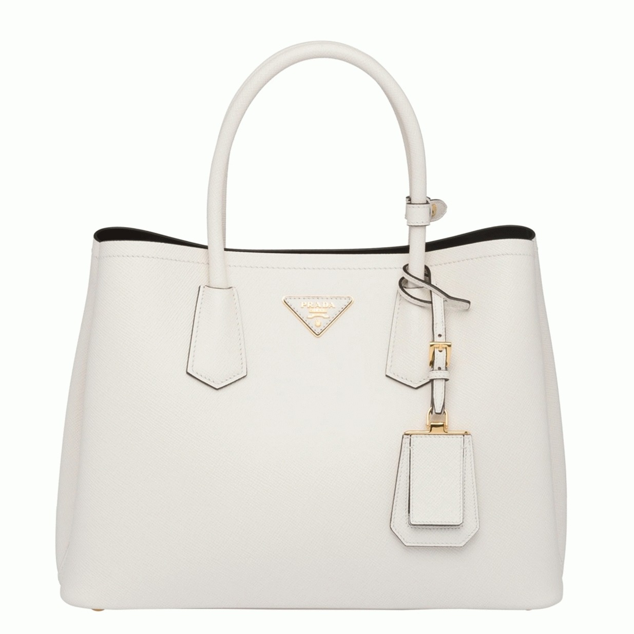 White Pra*a Double Medium Tote Bag Knockoff
