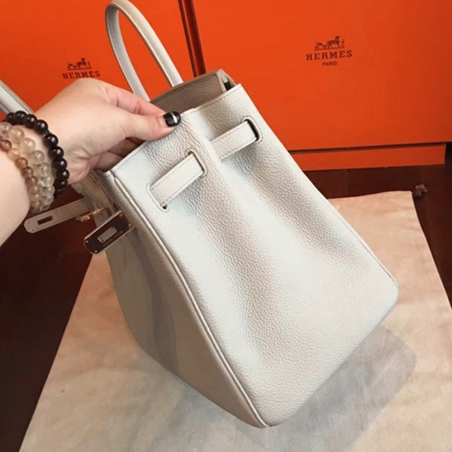 Pearl Grey Faux Luxury H**me5 Birkin 35cm Purse