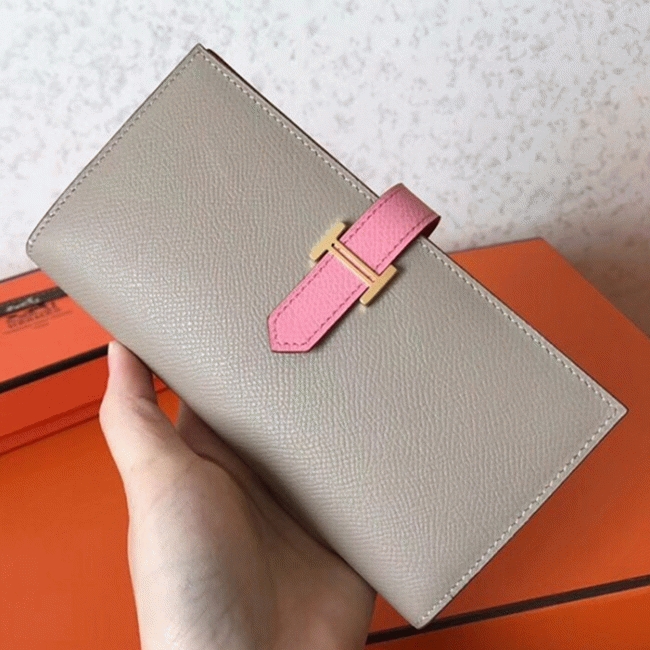 Grey Pink Epsom Knockoff H**me5 Bearn Wallet