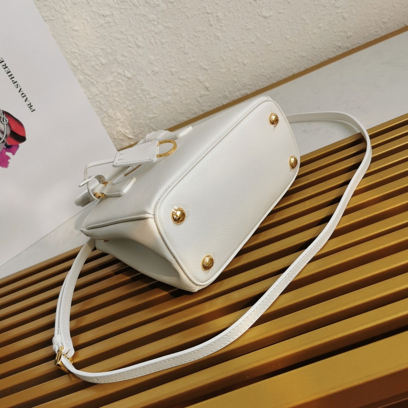 White Pra*a Mini Galleria Bag Fake