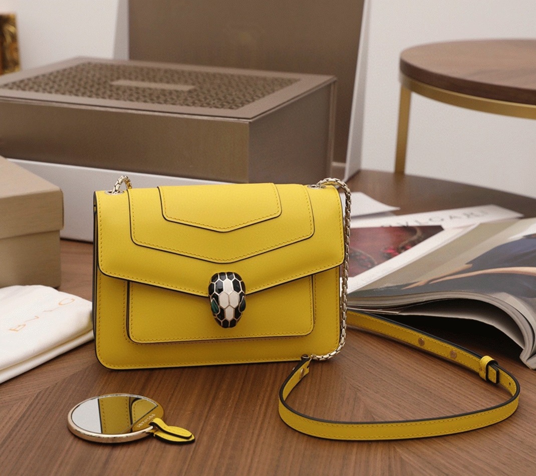 Replica Bv1g*ai Serpenti Forever Small Crossbody Bag Yellow Calfskin