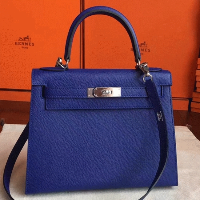 Blue Electric Epsom Fake Discount H**me5 Kelly Sellier 28cm Fashion Tote