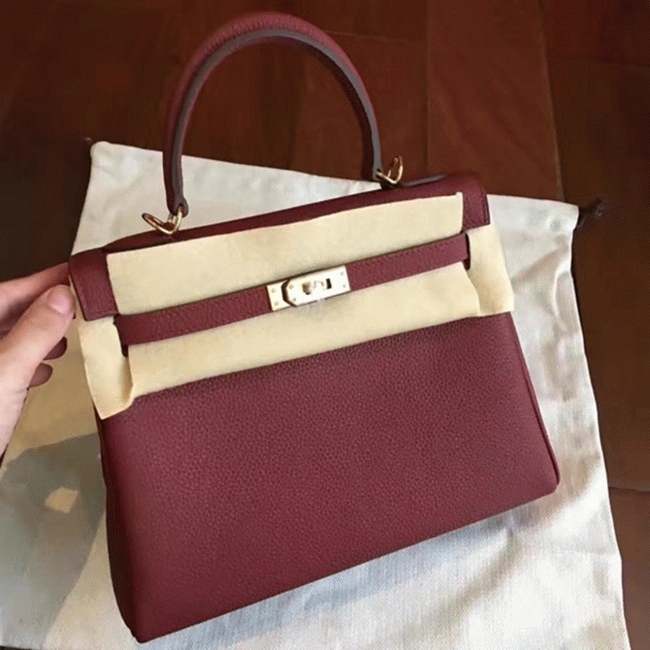 Bordeaux Clemence Replica H**me5 Kelly 25cm Retourne Tote