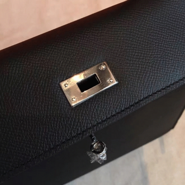 Black Epsom Fake H**me5 Kelly 25cm Sellier Structured Purse