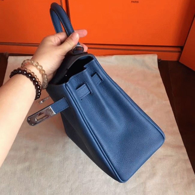 Blue Agate Clemence Fake H**me5 Kelly Retourne 28cm Tote