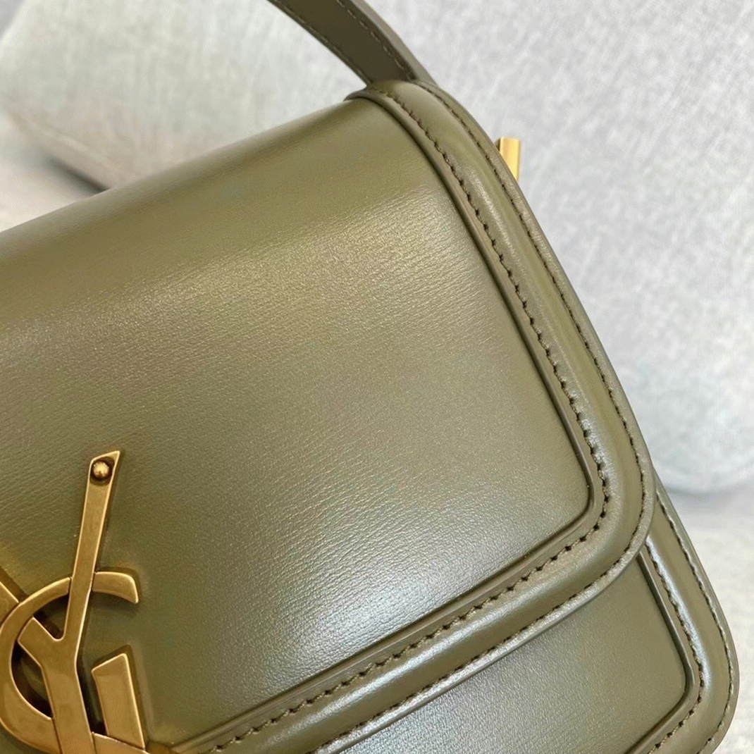 Fake Sa1nt Lau*nt Small Solferino Bag Khaki Green Calfskin