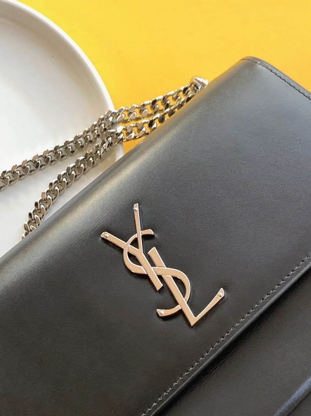 Knockoff Sa1nt Lau*nt Sunset Medium Chain Bag Noir Calfskin