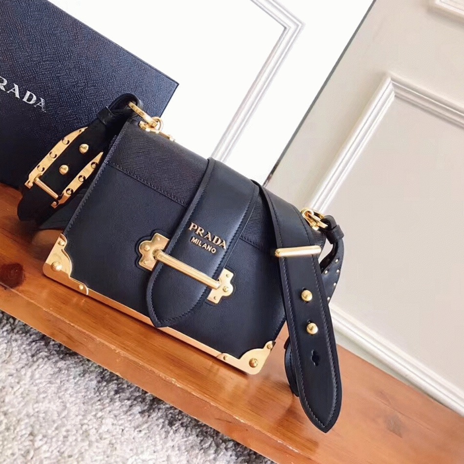 Black Pra*a Cahier Shoulder Bag Replica