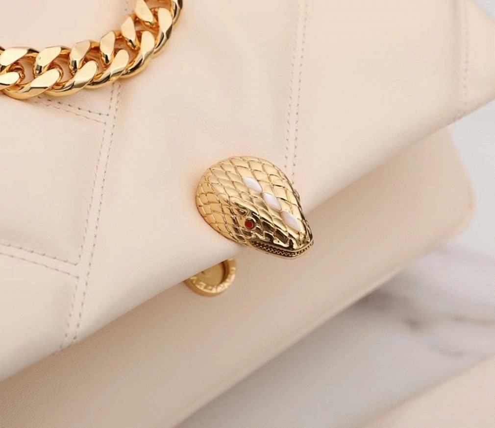 Knockoff Bv1g*ai Serpenti Cabochon Medium Bag White Calfskin