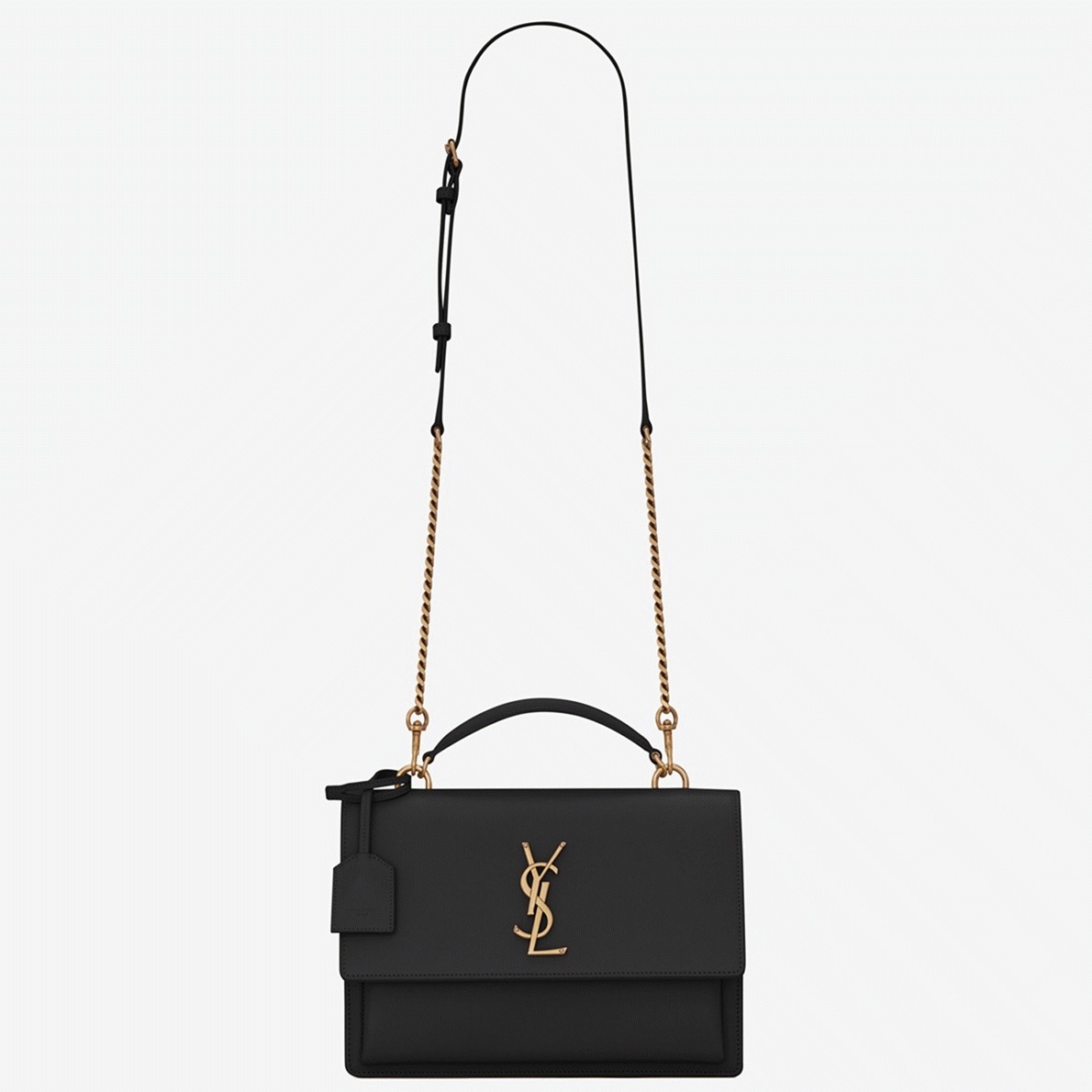 Knockoff Sa1nt Lau*nt Sunset Medium Top Handle Bag Black Calfskin
