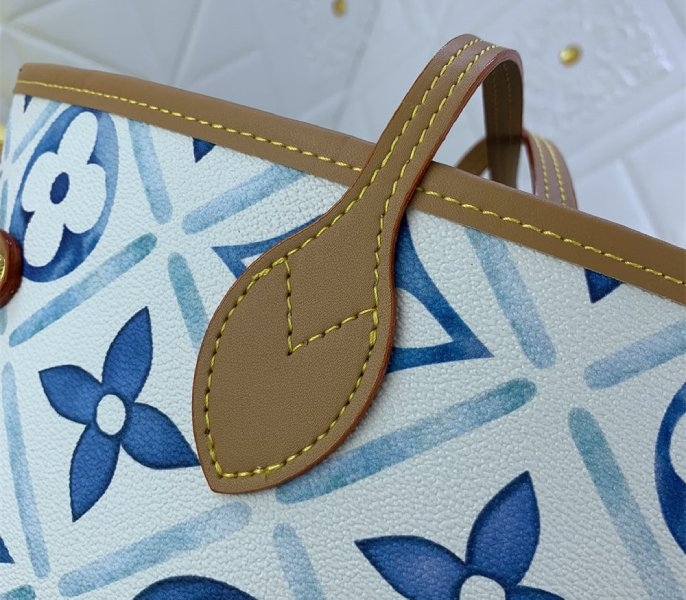 L0vis Vvtt0n LV By The Pool Monogram Tiles Canvas Neverfull MM Tote In Lagoon Blue