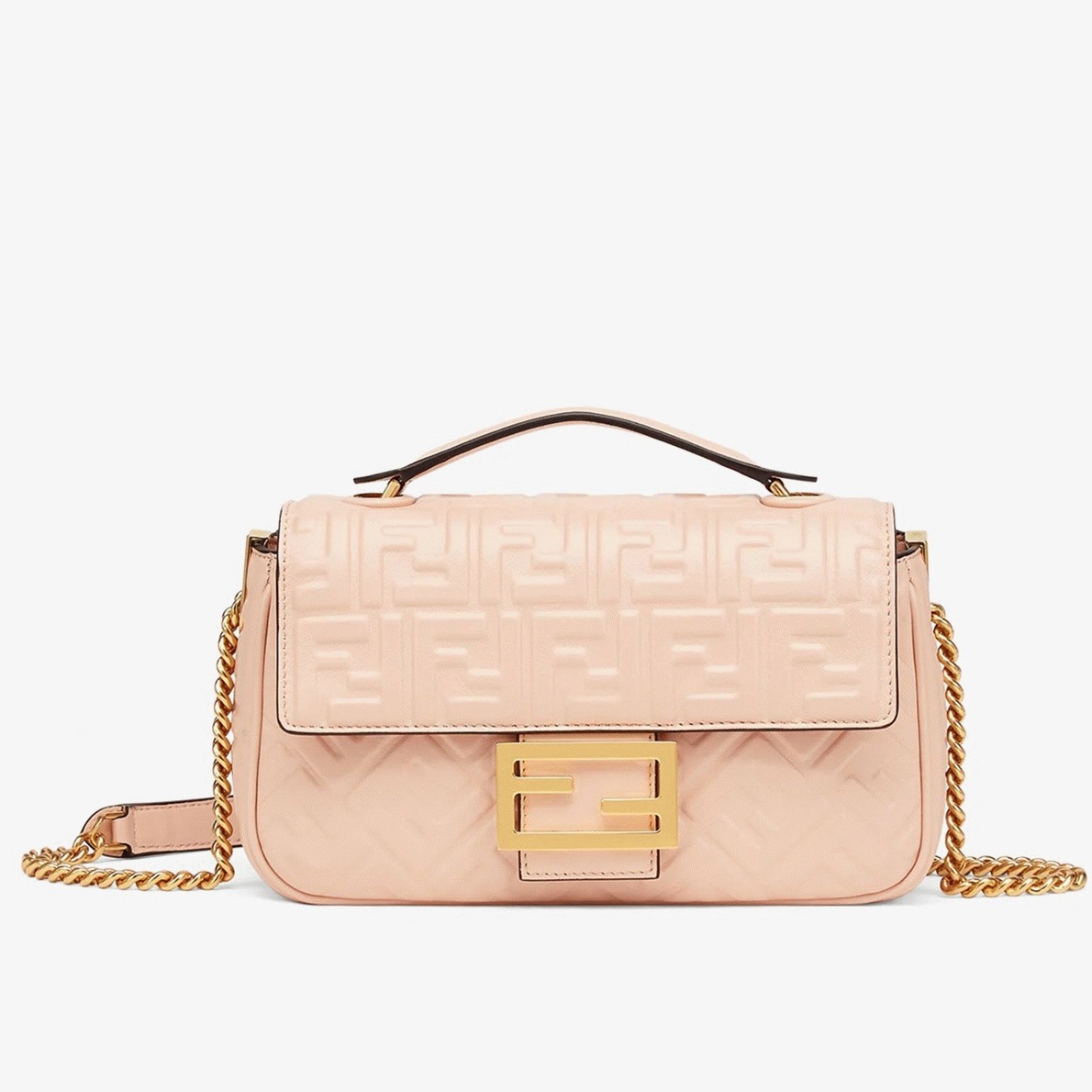 Top Quality Faux F**di Baguette Chain Midi Bag In Powder