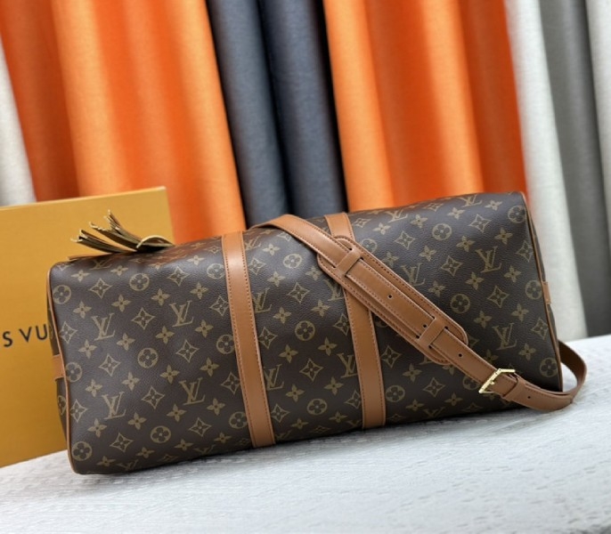 L0vis Vvtt0n Monogram Dust Canvas Keepall Bandouliere 50 In Brown