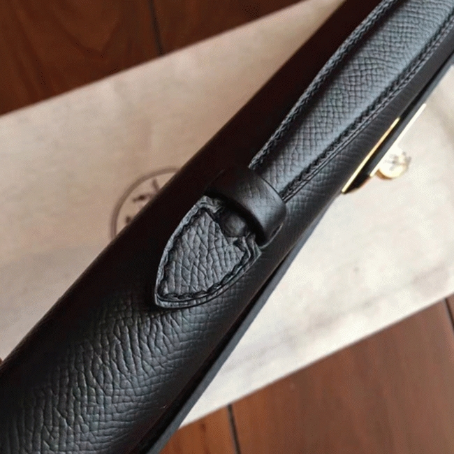 Black Epsom Fake H**me5 Kelly Cut Clutch Sleek Handbag