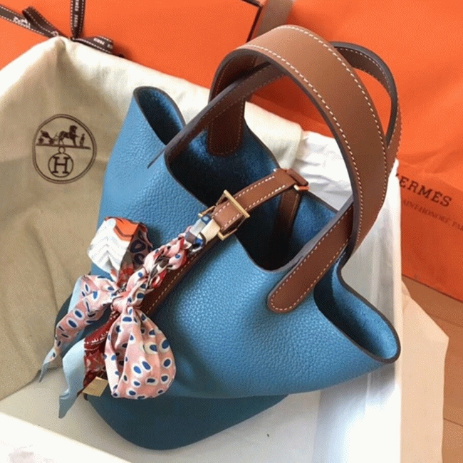 Blue jean 1:1 replica H**me5 bicolor Picotin Lock 18cm handbag
