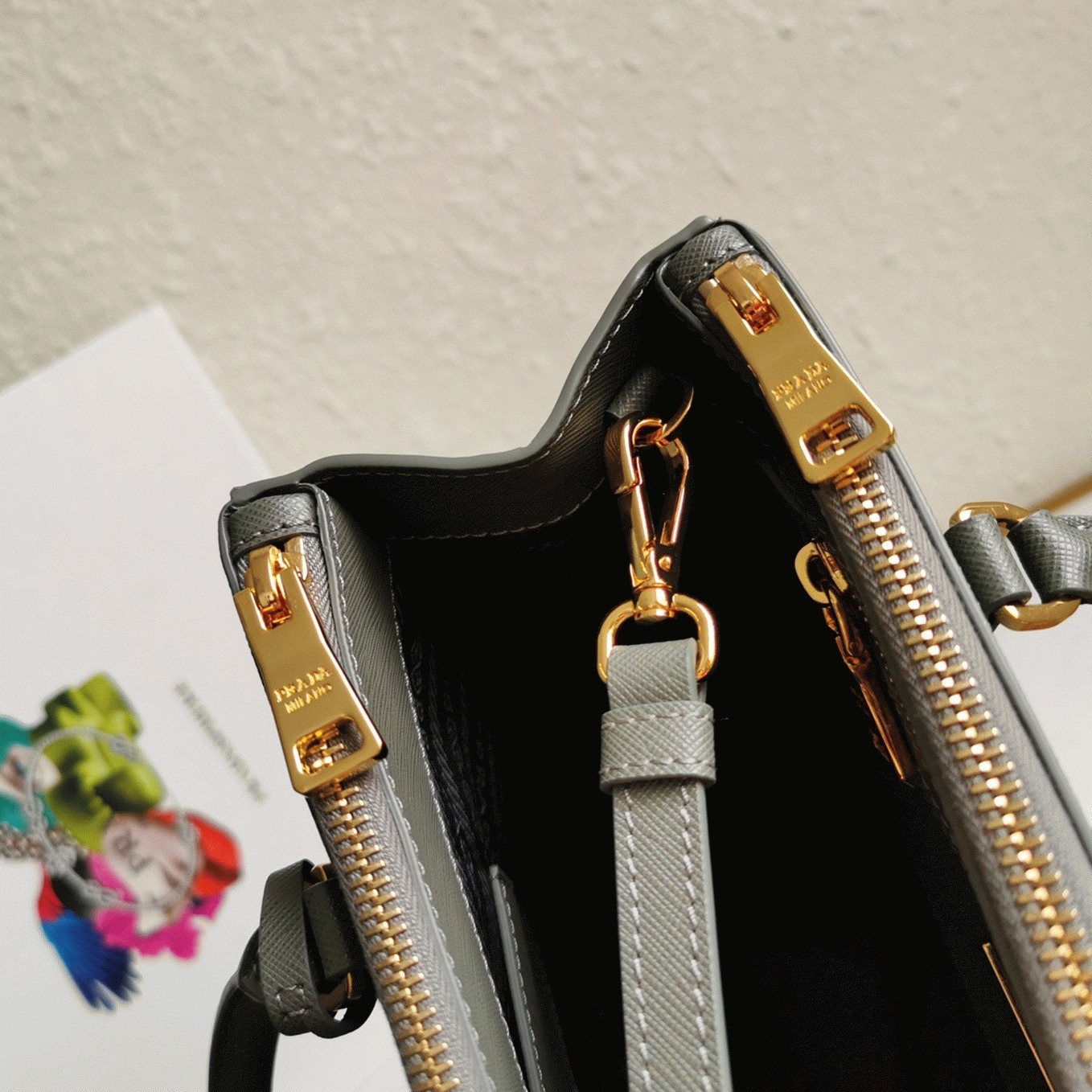 Grey Pra*a Galleria Medium Bag Replica